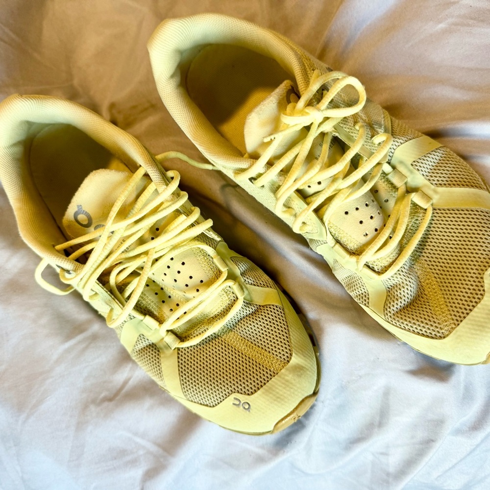 On Cloud Running Lemon Yellow Athletic Shoes - Picture 2 of 4